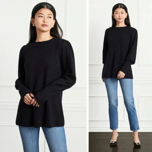 NEW Hill House The Sylvie Sweater Black Merino Wool Quiet Luxury Knit Soft Cozy